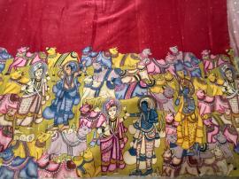 Cloth Tusser Butti Digital / Kalamkari
